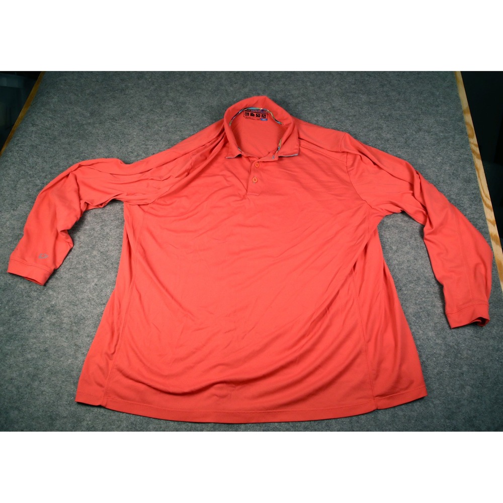 IBKUL Mens Icefil Long Sleeve Polo Shirt Coral UPF 50 Cooling Size XXL